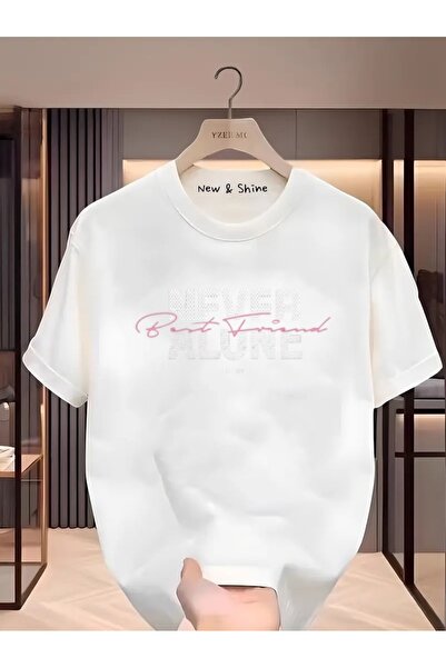 sor sign Oversized T-shirt with the Printed "Never Alone"