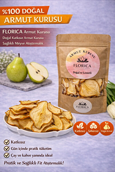 FLORICA Armut Kurusu Doğal Katkısız Şekersiz Armut Cipsi Sağlıklı Meyve Atışt...