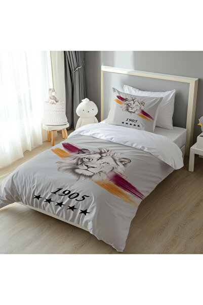 Şen Dekorasyon Gray Ground Lion Duvet Cover Set