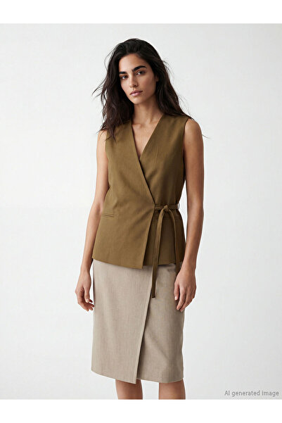 LC Waikiki Peak New Season Double Breasted Collar Women's Classic Vest