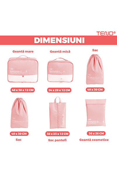Teno 6-Piece Pink Luggage Organizer