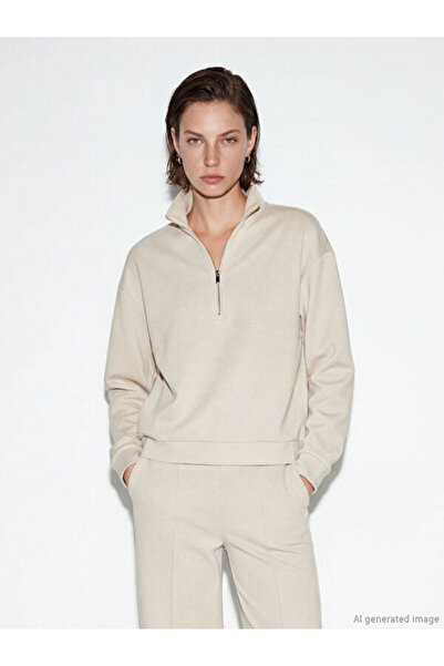 LC Waikiki Rmz Gi̇yi̇m Farkiyla Hakim Roba Collar Soft Touch Women's Sweatshirt