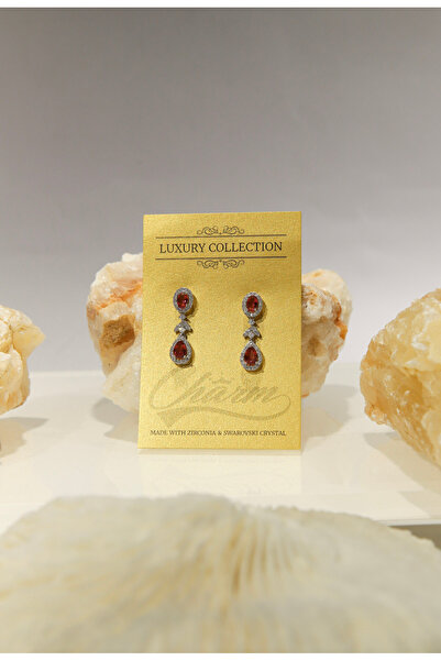 CHARM Ruby Drop Elegance Earrings – Red Crystals