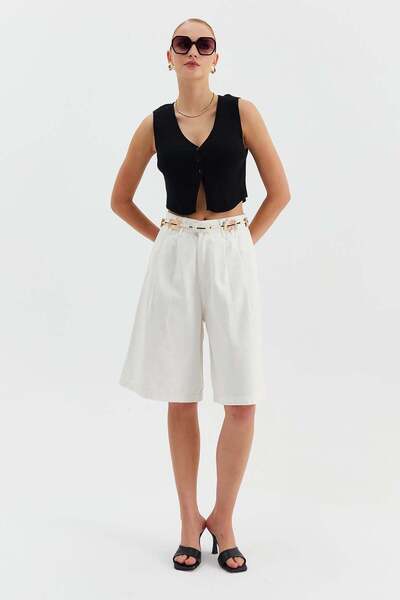 Nish&Chic Pileli Şort Pantolon