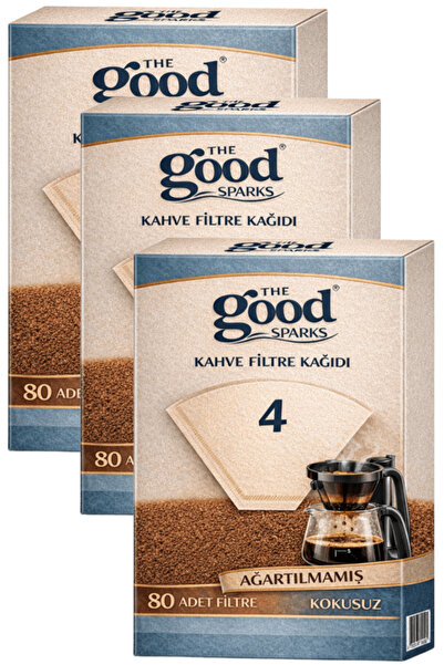 The Good Sparks 3 Paket Filtre Kahve Kağıdı Büyük Boy 4 Numara (3 Paket x 80 ...