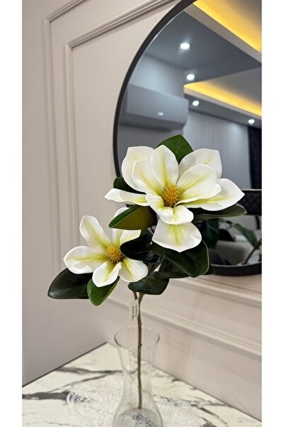 AslanExpress YAPAY ÇİÇEK MANOLYA - BEYAZ - 85 CM 3 KAFA
