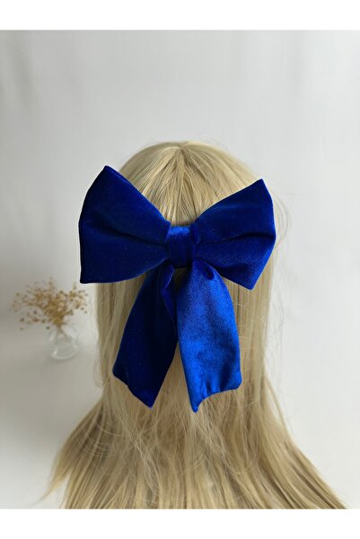 MegssStore أزرق بلون الكوبالت مشبك أوتوماتيكي أزرق اللون مخمل فيونك