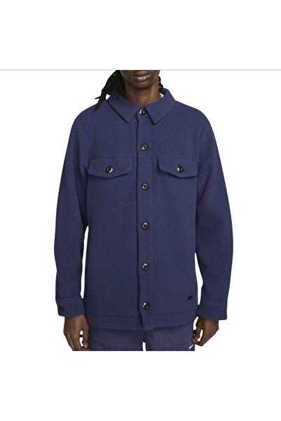 Nike Shirt Jacket, Sportswear Utility Sherpa, Relaxed Fit, Pockets, Navy, Siz...
