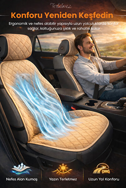 e-biz Oto Koltuk Kılıfı Tay Tüyü 2'li Ön Minder – Terletmez, Kaymaz, Sıvıya Dayanıklı, Airbag Uyumlu