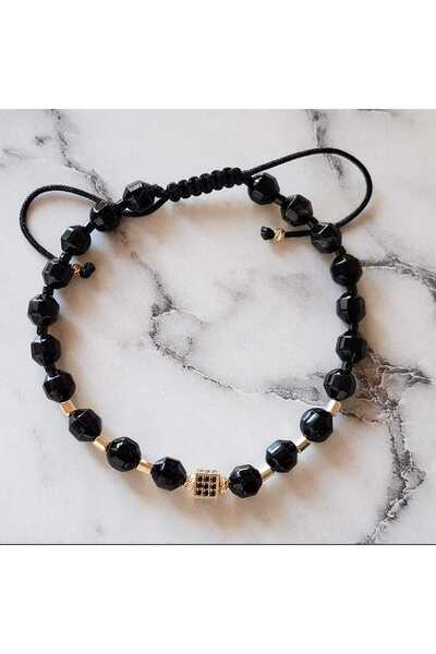 Handmade Men's bracelet with gold elements