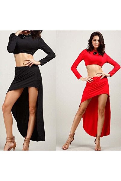 CT STONES Tp 101337   Asymmetrical Skirt and Long Sleeve Bustier Set