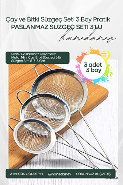 Hanedanev Practical Stainless Steel Anti-Tarnish Metal Mini Tea Strainer Set ...