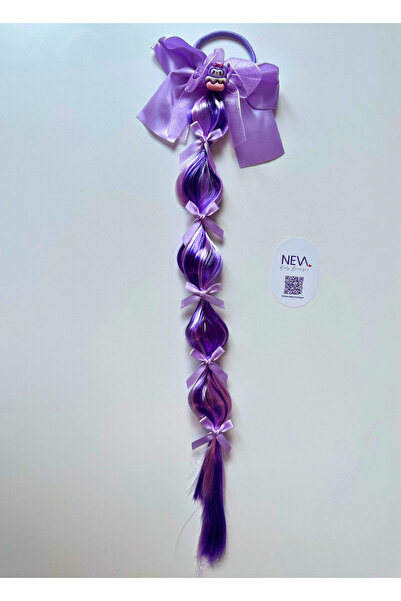 Neva Baby Boutique 1 Piece Kuromi Braided Hair |   Purple Bow Detail Long Bra...