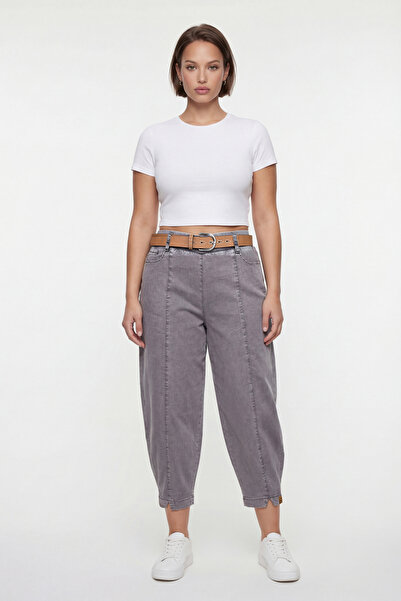 EXİTLİNE بنطلون نسائي صيفي مدخن بخصر مطاطي مع حزام إكسسوارات