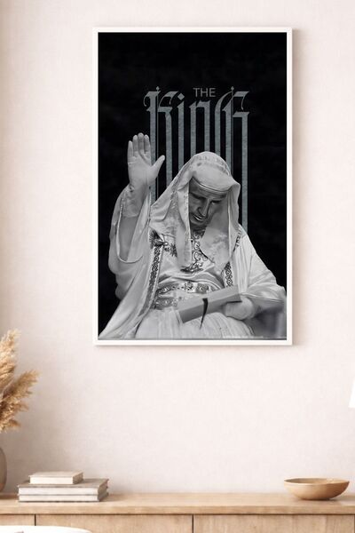BuzzDesigns Kutsal Lider ve Taç Temalı Sanatsal Poster Duvar Tablosu (Çerçeve...