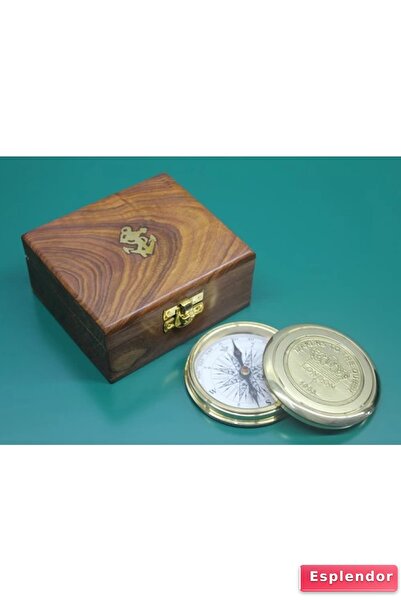 esplendor Brass Compass Model 9 with Wooden Box