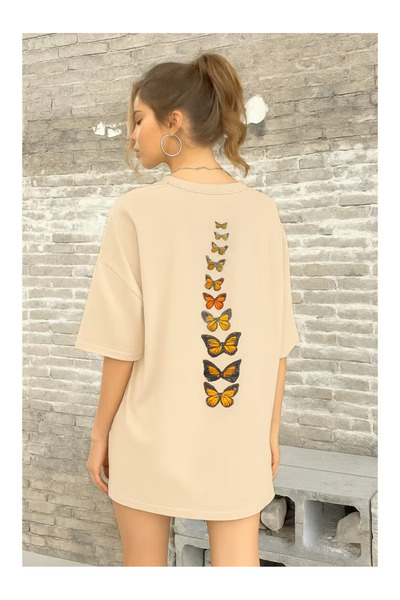 ZEMLİYA Ουνισέξ Μπλουζάκι  "Πεταλούδα " με τύπωμα - Μοντέρνο Στυλ