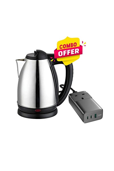 Zen Store 2 PC COMBO -1PC Stainless Steel Electric Kettle 2L & 1 PC Fast 4 Po...
