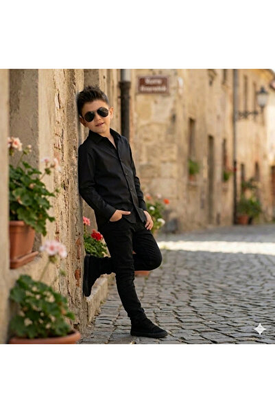 CUBBUX Boy's Long Sleeve Basic Shirt - 100% Classic Cut in Cotton Colors