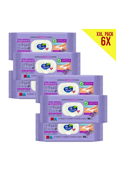 AKFRESH 6 X Multi-Surface Wet Wipes Lavender AK Fresh 96 pcs