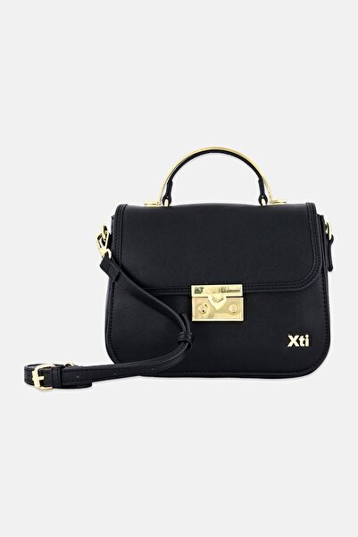 XTI Women Brand Logo Shoulder Bag, Black