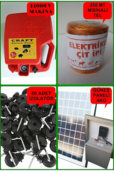 Craft 2,5 Dönüm Için Elektrikli Çit Sistemi Güneş Panelli Misina Telli DOMUZ ...