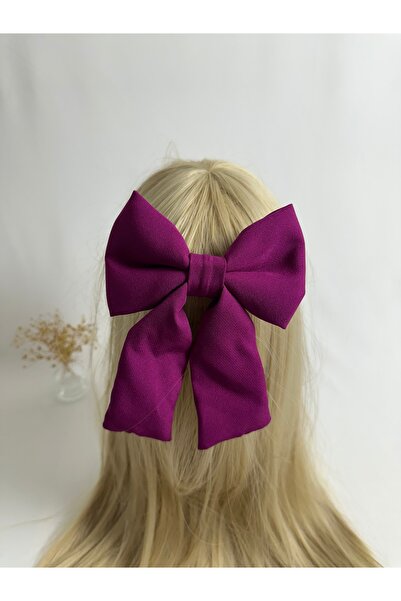 MegssStore مشبك أوتوماتيكي مزدوج بفيونكة كريب باللون الفوشيا