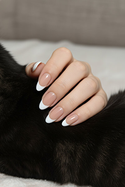 Easy Beauty French Kısa Badem Koyu Tenliler İçin XSMALL Beden 10 Adet Takma T...