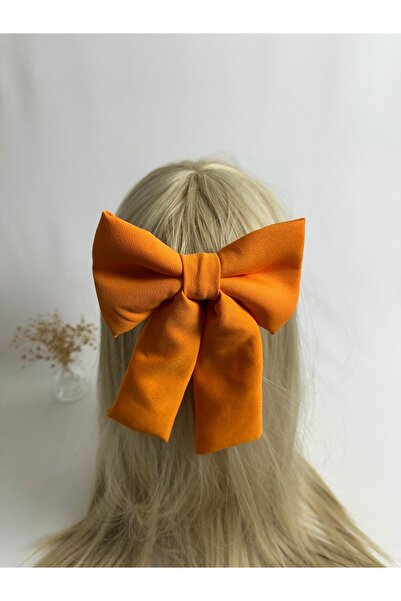 MegssStore مشبك أوتوماتيكي برتقالي مزدوج كريب فيونك