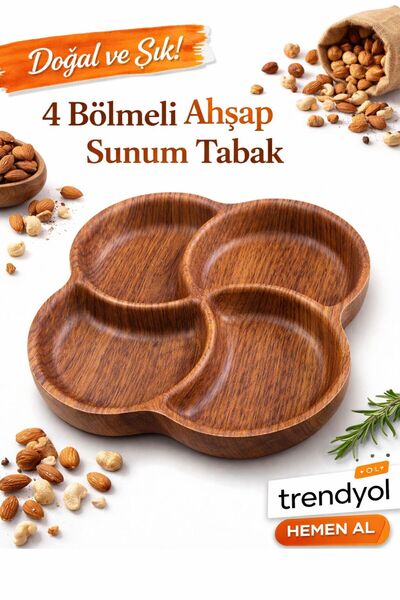 Oslo M.Coco Migne Dört Bölmeli Çerezlik 19 cm Kahverengi & Adenya Sepeti