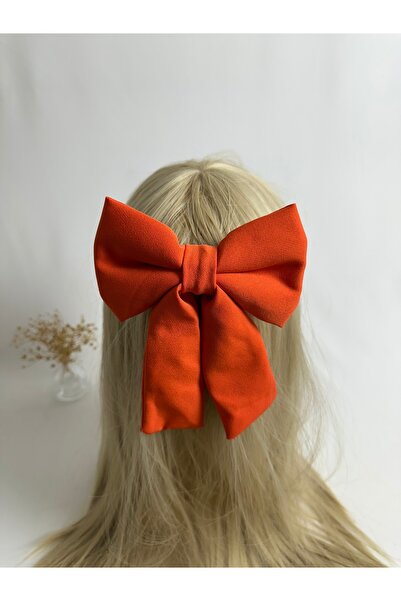 MegssStore مشبك أوتوماتيكي مزدوج بـ كريب فيونكات باللون البرتقالي الداكن