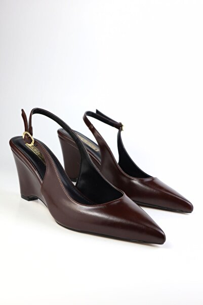 NiceDiffer Women's Evening Dress Pointed Toe Open Back 8cm Wedge Heel Pack Shoes