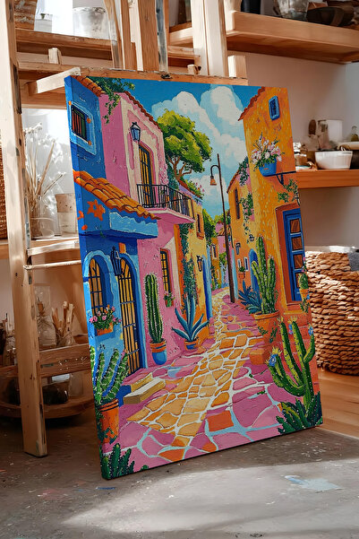 Zestia Πίνακας σε καμβά Πολύχρωμοι Μεσογειακοί Δρόμοι Premium Σειρά Αρ. 111101