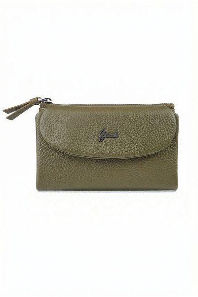Grande Genuine Leather Wallet Khaki - 10 Card Holder , Magnetic Cover, Zippered Coin Compartment