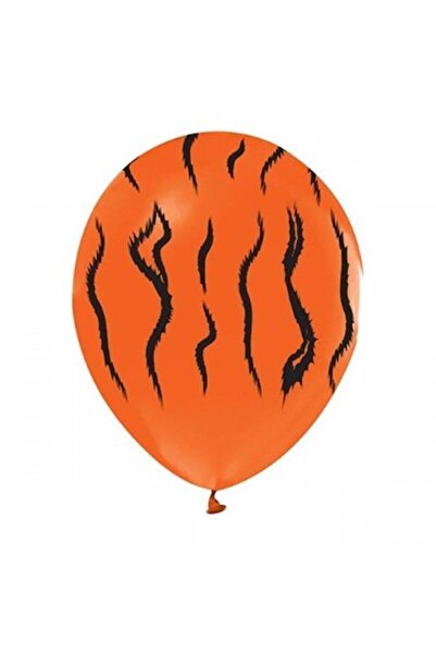 İrem Parti Dükkanı Safari Tiger Patterned Orange Balloon 10 Pieces