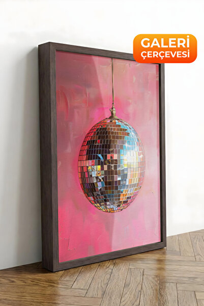 Zestia Tablou pe pânză înrămată maro Minge de discotecă roz Seria Premium Nr....