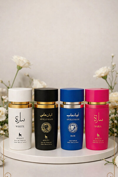 ayelete SET OF 4 ARABIC PERFUMES-Sara White,Apollo Black,Sara Candy,Apollo Bl...