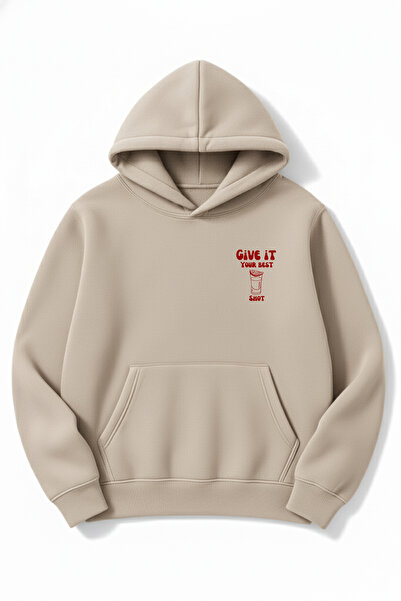 Altair Tr Oversized Unisex Give İt Your Best Shot B Printed K Hooded Sweatshirt