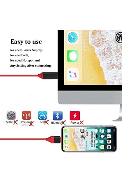 Generic محول Lightning إلى HDMI معتمد من Apple MFi لتوصيل الهاتف بالتلفزيون