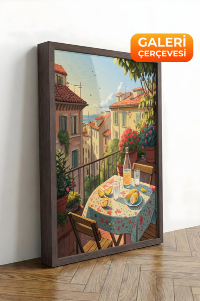 Zestia Tablou pe pânză înrămată maro, în stil toscan, pentru balcon, seria pr...