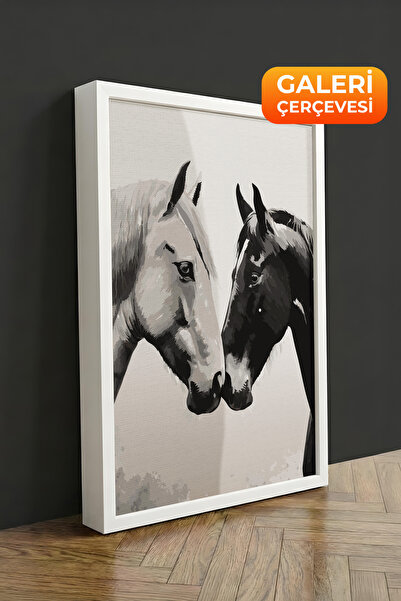 Zestia Tablou pe pânză înrămată albă Dragoste pentru cai – Seria Premium alb-...