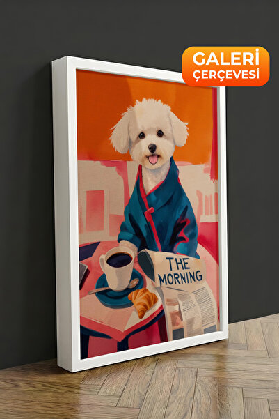 Zestia Καμβάς με λευκό πλαίσιο με σχέδιο σκύλου με κοστούμι, σειρά Premium Αρ...