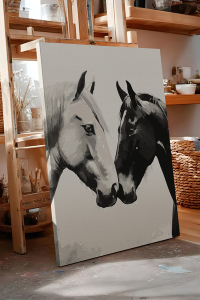 Zestia Tablou pe pânză Dragostea pentru cai – Seria Premium Alb-Negru Nr. 112564