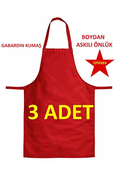MARTEN 3 Pieces Red Cooking Apron Butcher Chef Waiter Baker Pastry Maker Kitc...