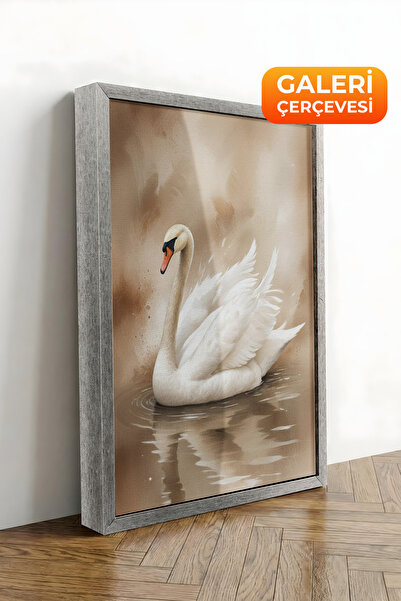 Zestia Εκτύπωση σε καμβά με ασημένιο πλαίσιο Κομψό σκηνικό λίμνης των κύκνων ...