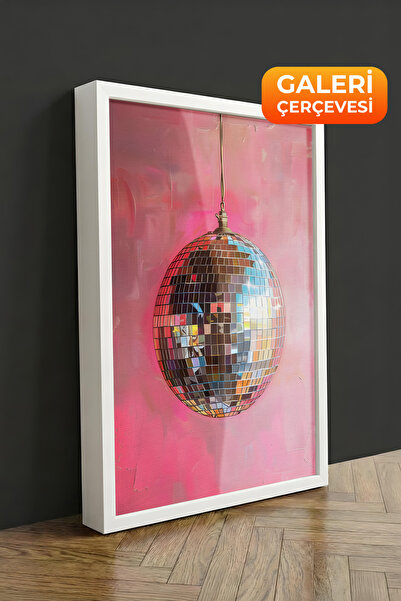 Zestia Πίνακας σε καμβά με λευκό πλαίσιο Pink Disco Ball Premium Series No 11...