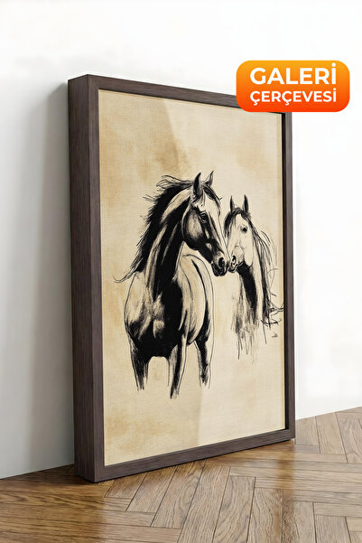 Zestia Καφέ καμβάς με πλαίσιο Noble Horses Premium Series No 108604