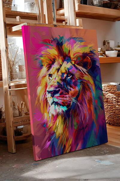 Zestia Πίνακας σε καμβά Πολύχρωμο Πορτρέτο Λιονταριού Premium Σειρά Αρ. 111941