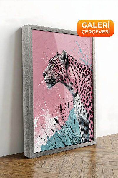 Zestia Πίνακας σε καμβά με ασημένιο πλαίσιο Ροζ Λεοπάρ – Σειρά Premium Μοντέρ...