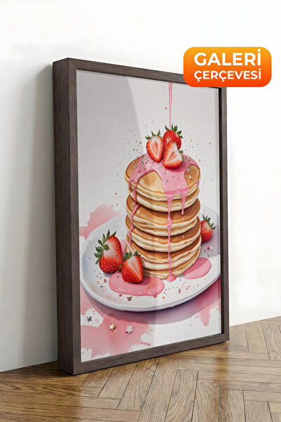 Zestia Tablou pe pânză înrămată maro Căpșuni pe Pancake Seria Premium Nr. 109486